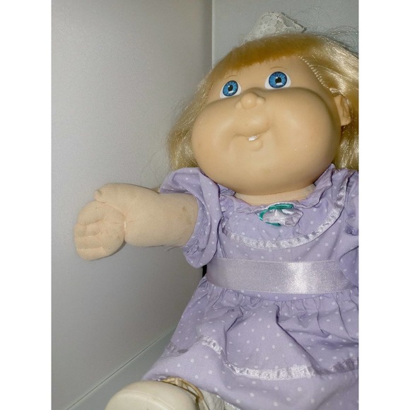 HTF Vtg 1987 Hair Grow Cabbage Patch Lemon Blonde HM 22 Purple Dress P Factory - Picture 3 of 11
